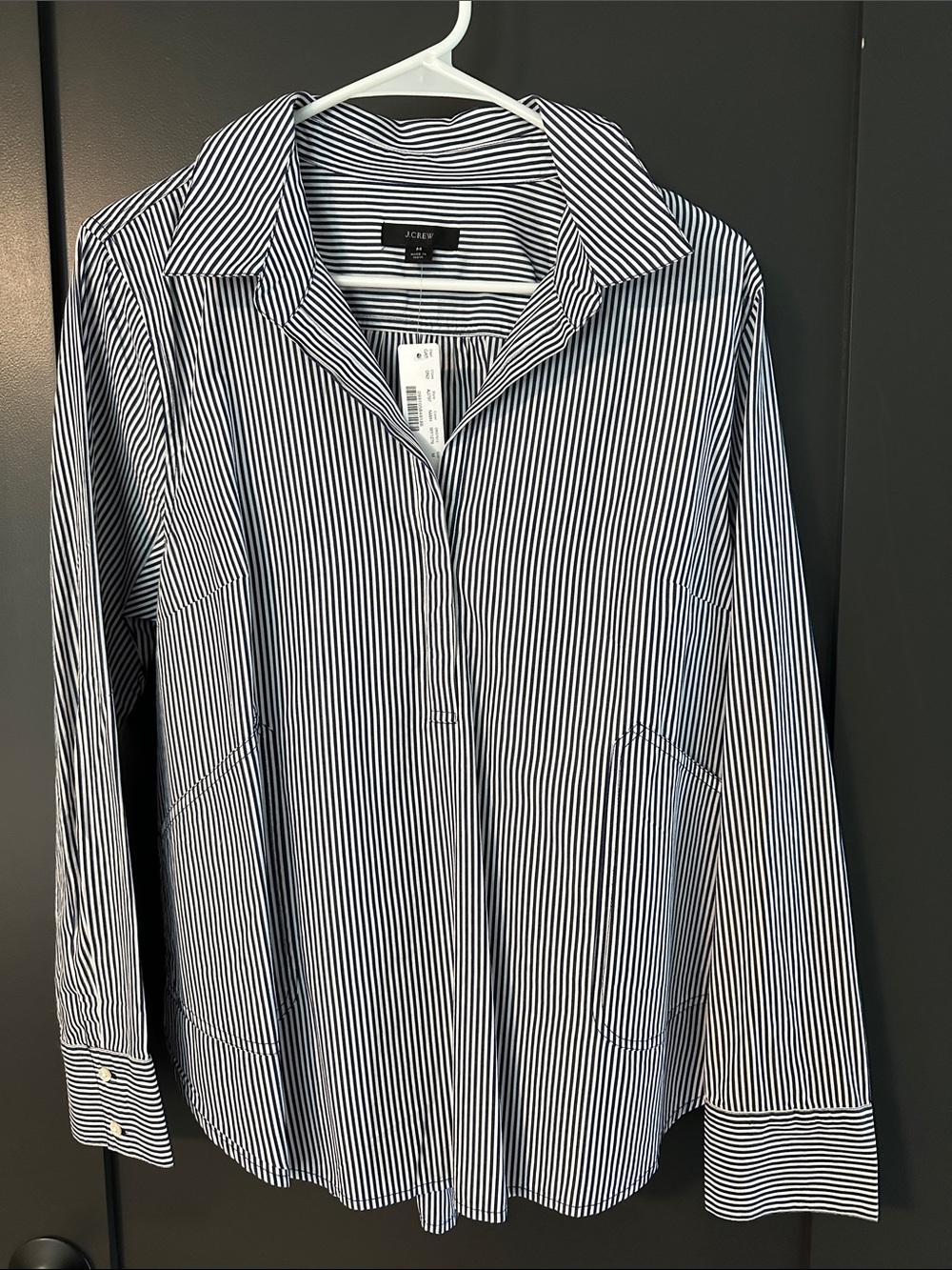 J. Crew Collared Popover Tunic in Navy/White Stripe
